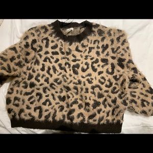 oversized fuzzy cheetah sweater
